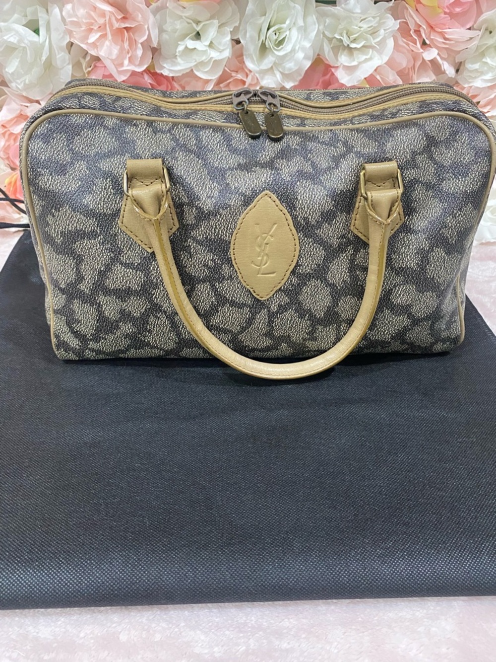 Yves Saint Laurent Giraffe Print Boston Bag